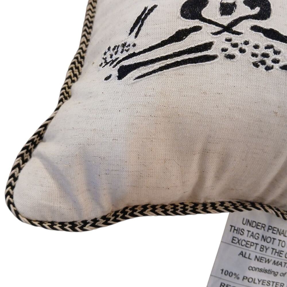 Halloween Black Bats Beaded Throw Pillow by Noir Night Silver Decorative 12"x18" - Picture 4 of 8